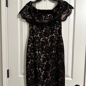 NWOT - Eliza J Black lace detailed off the shoulder cocktail dress - Size 4
